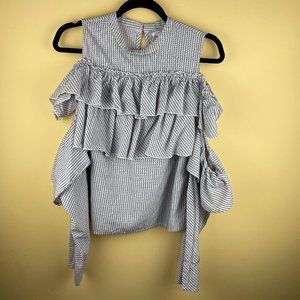 TULAROSA Revolve Ruffled Cold Shoulder Blouse Smal
